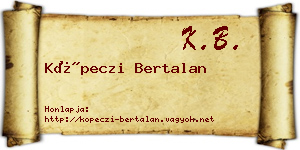 Köpeczi Bertalan névjegykártya